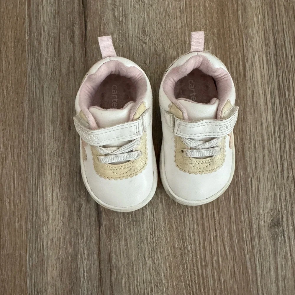 Carter's Cream and Pink Baby Walker Shoes